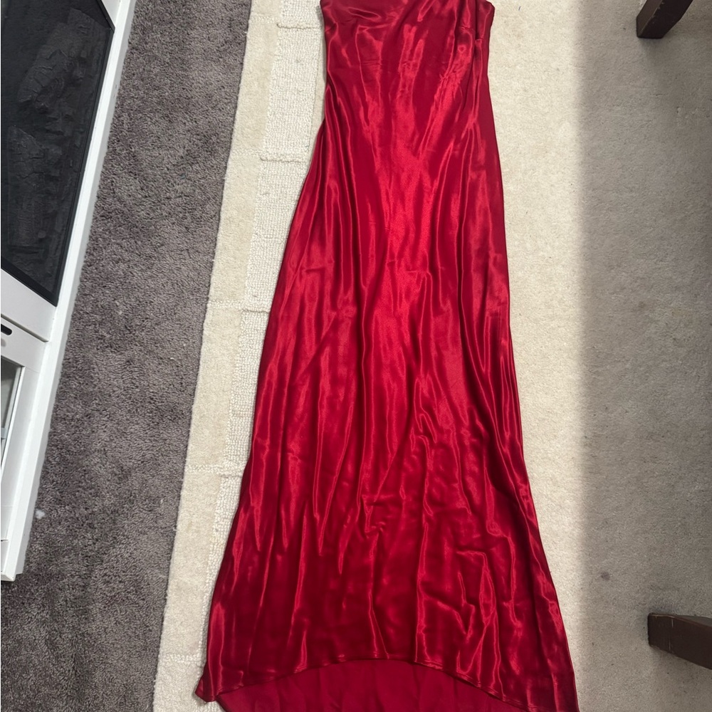 dress Vintage 90s hyphen red mermaid one shoulder evening gown